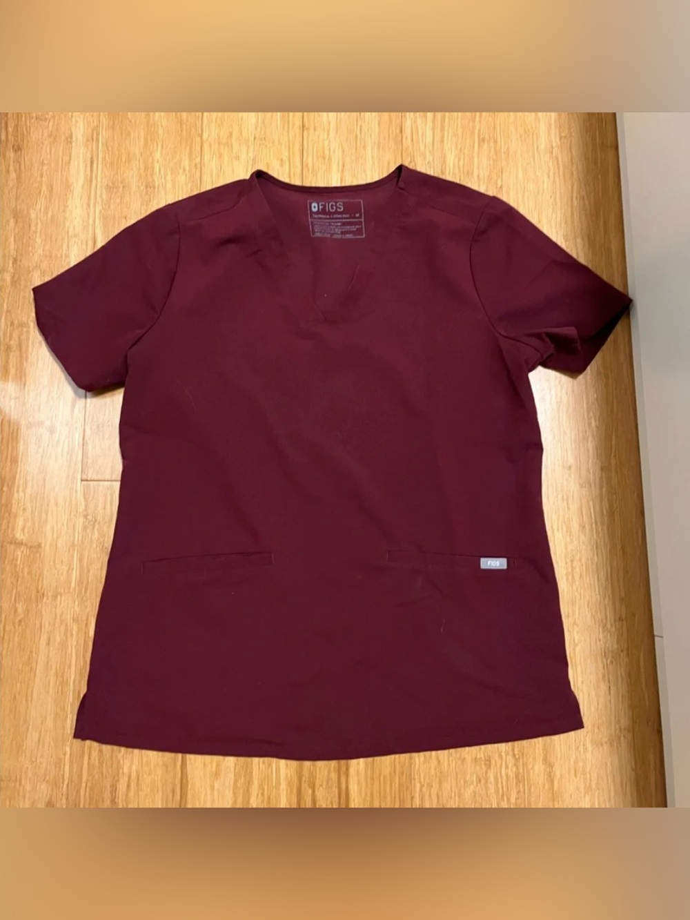 Figs Burgundy 3 pocket scrub top